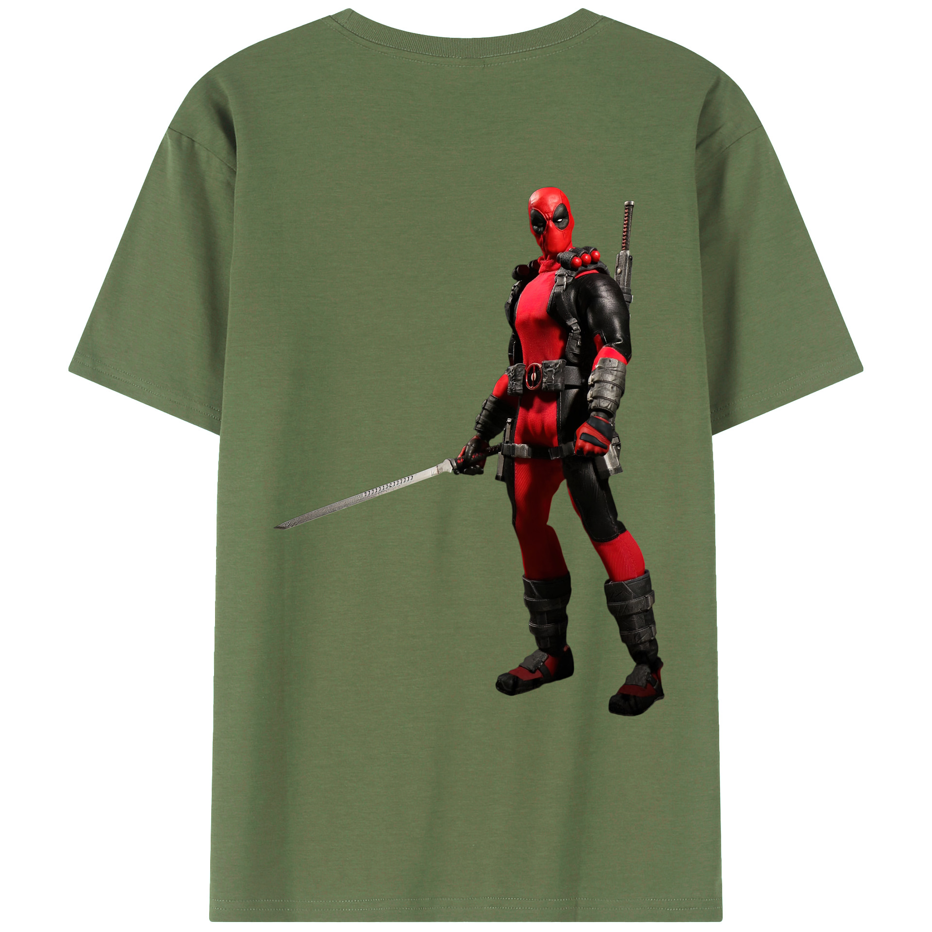 （画像用） Deadpool デッドプール 綿100％ メンズ半袖Tシャツ（バックプリント） 通気性